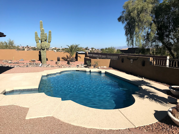 pool in arizona with cactus